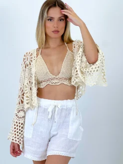 Bermudas lino puntilla