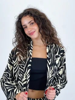 Blazer bolsillos animal print