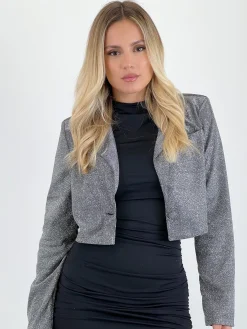 Blazer cropped glitter
