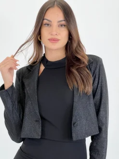 Blazer cropped glitter
