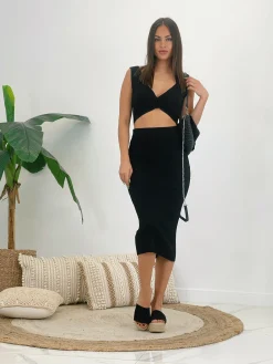 Conjunto top y falda punto