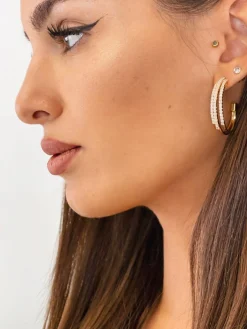 Pendientes pedrería flor