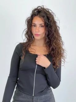 Top cremallera licra